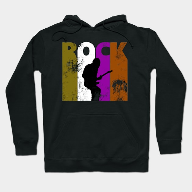 Guitar Rock, Guitarist Solo Design, Distressed Look Hoodie by Rossla Designs